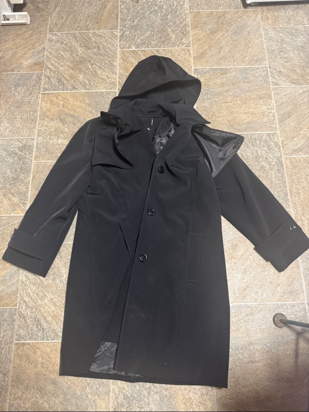 Calvin Klein Black Hooded Trench Coat